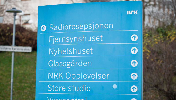 NRK-skilt utenfor Marienlyst i Oslo.