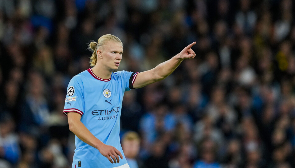 Manchester Citys Erling Braut Haaland under Champions League kampen I fotball mellom Manchester City og Borussia Dortmund på Etihad Stadium. Manchester Citys Erling Braut Haaland under Champions League kampen I fotball mellom Manchester City og Borussia Dortmund på Etihad Stadium.