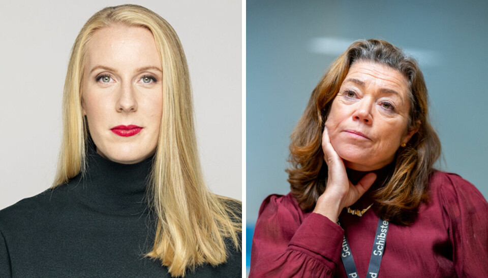 Dagens Media-redaktør Linnéa Kihlström (til venstre) omtaler episoden med Schibsted-sjef Kristin Skogen Lund som surrealistisk.