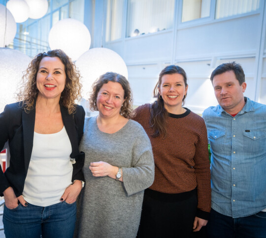 Denne Høyskolen Kristiania-gjengen ser frem til å ta i mot masterstudenter fra høsten av. Fra venstre: Lene Pettersen, Gunhild Ring Olsen, Bente Kalsnes og Ketil Raknes.