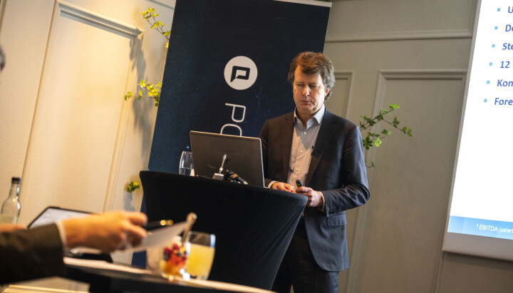Konsernsjef i Polaris Media, Per Axel Koch, under fremleggelsen av kvartalsrapporten for Q4 i 2022. Konsernsjef i Polaris Media, Per Axel Koch, under fremleggelsen av kvartalsrapporten for Q4 i 2022.