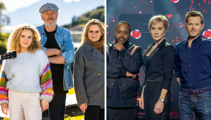 Illustrasjonsbilde av TV 2-programmene Hver gang vi møtes (til venstre) og The Voice, som har levert historisk høye seertall den siste sesongen.