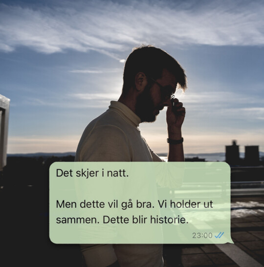 Tekstmeldingen som gikk fra Kyrre Lien til sin kollega Amund Bakke Foss klokka 23.00, 23. februar 2022.