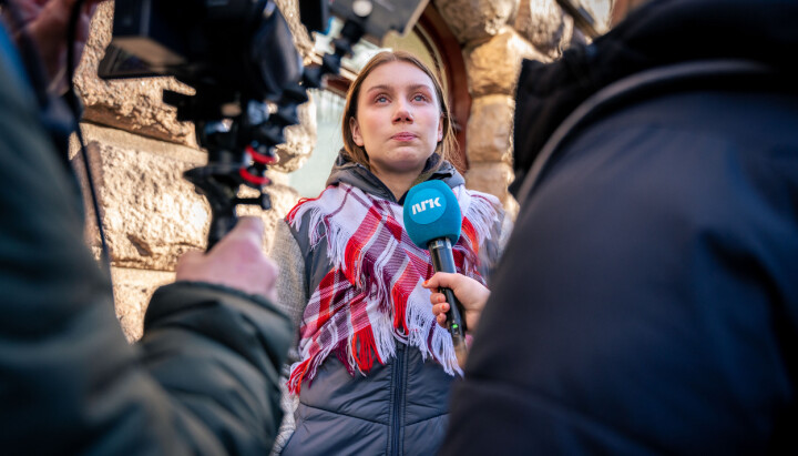 Aksjonist Ella Marie Hætta Isaksen har brukt mye tid på å snakke med pressen.