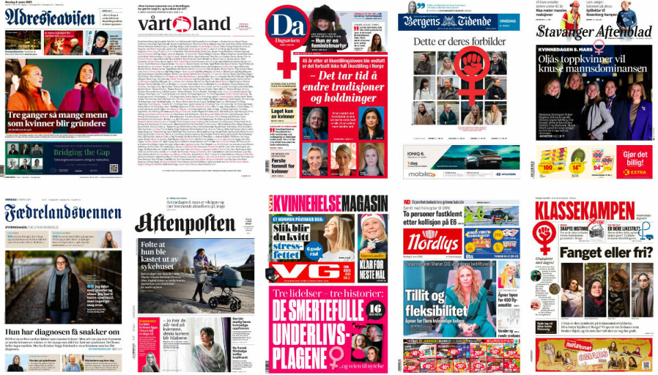 Flere aviser markerer 8. mars med kvinner og kvinnesaker på avisforsidene