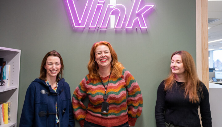 Produktsjef Hilde Sommerstad, Vink-redaktør Cecilie Asker og utvikler Magdalini Fotiadou.