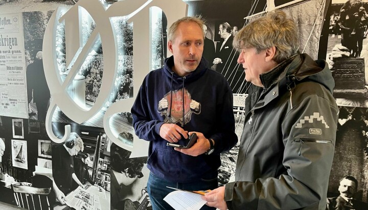 På bildet er ØP's nyhetsleder, Thor Kenneth Løvenfalck og Morten Sørum.