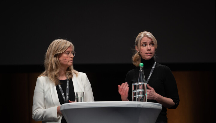 Karianne Solbrække, TV 2, sammen med Alexandra Beverfjord, Dagbladet. Under redaktørdebatten under SKUP 2023. Karianne Solbrække, TV 2, sammen med Alexandra Beverfjord, Dagbladet. Under redaktørdebatten under SKUP 2023.