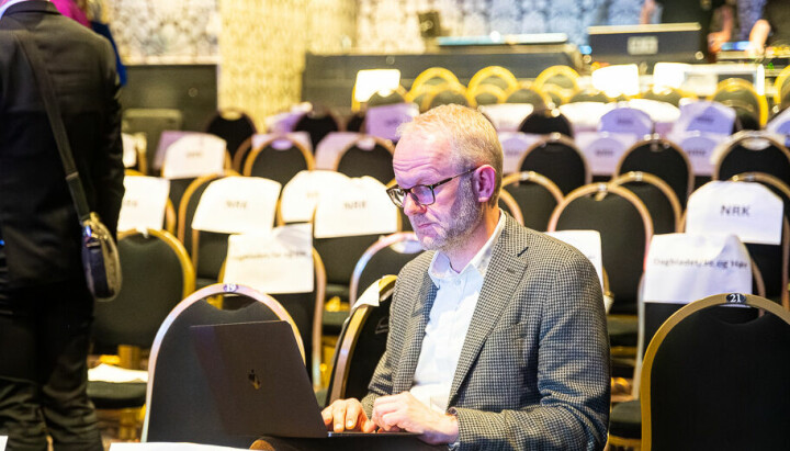 Journalisten-redaktør Roger Aarli-Grøndalen, etter utdelingen av Medieprisene i Bergen, mai 2023.