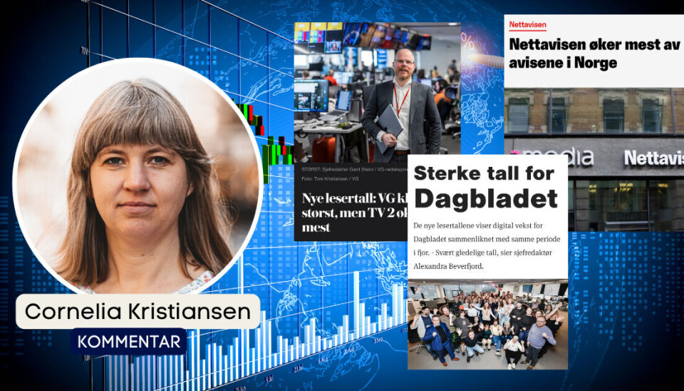 MBLs lesertall kom i går, og alle hadde tilsynelatende noe å juble for. Cornelia Kristiansen om lesertall.