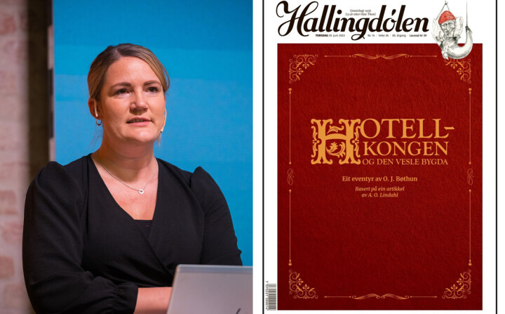 Ansvarlig redaktør Lillian Holden og eventyrhistorien i Hallingdølen.