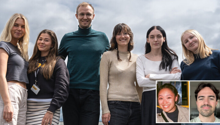 På bildet er nettavisens sommervikarer: Elisabeth Andersen, Thea Dahl Nielsen, Bjørge Bondevik, Tuva Hassel, Kira Venbakken, Eline Lurud Dahl. (Pontus Egelandsdal og Solfrid Skaret innfelt).