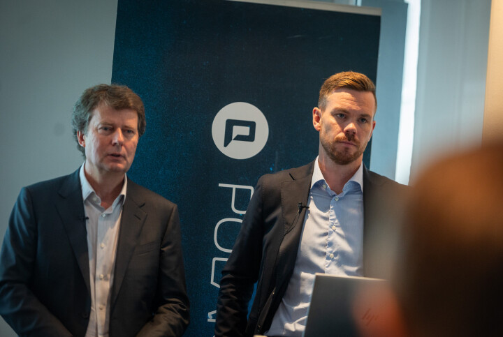 Konsernsjef Per Axel Koch og CFO Jørgen Aune i Polaris Media