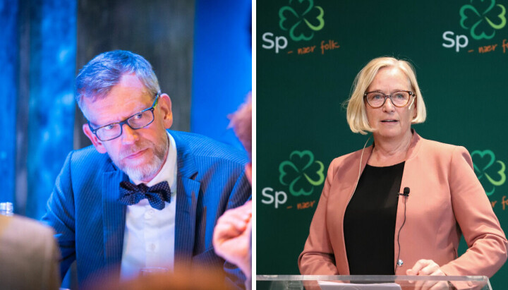 Aftenposten opplyser ikke at politisk redaktør Kjetil B. Alstadheim (til høyre) er faren til en listetopp for Venstre i Oslo. Det får Sp-leder Marit Arnstad til å reagere.
