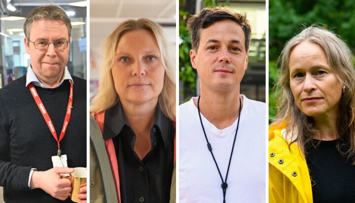 Sjefredaktør i Dagbladet, Frode Hansen, sjefredaktør i Avisa Oslo, Kristin Stoltenberg, utviklingsredaktør i VG, Øyvind Brenne, og sjefredaktør i Nationen, Irene Halvosen.