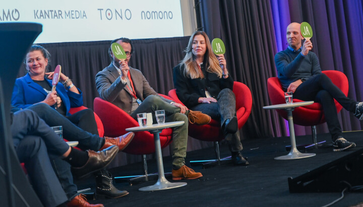 Cathinka Rodnan, Aslak Sommerfeldt Skretting, Lina Tandberg og Kristoffer Vangen under topplederdebatten på Radiodager.