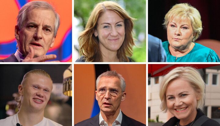 Disse seks ble omtalt mye i norske medier i 2023. Fra venstre: Jonas Gahr Støre, Tonje Brenna, Erna Solberg, Erling Braut Haaland, Jens Stoltenberg og Ingvild Kjerkol. Disse seks ble omtalt mye i norske medier i 2023. Fra venstre: Jonas Gahr Støre, Tonje Brenna, Erna Solberg, Erling Braut Haaland, Jens Stoltenberg og Ingvild Kjerkol.