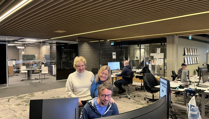 God stemning, til tross for snøkaos. Her er frontsjefen med Janne Birgitte Prestvold og Connie Betnzrud.