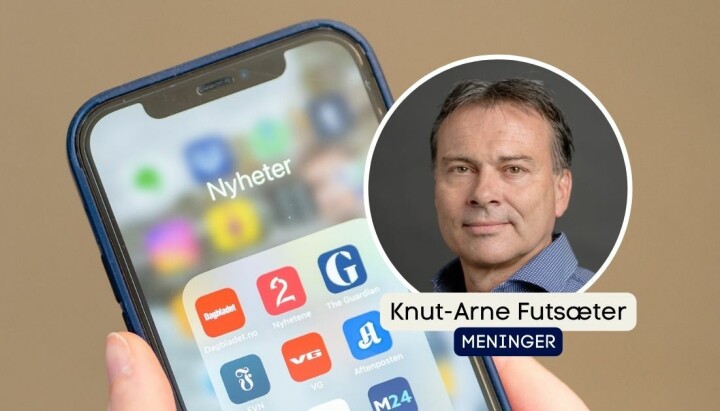 Årstallene for 2023 viser økning i mediebruk. Bilde av en telefon og Knut-Arne Futsæter