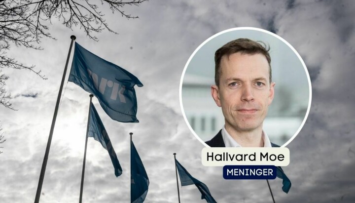 NRK-flagg og Hallvard Moe
