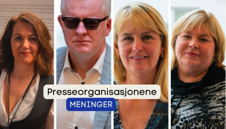 Fra venstre: Reidun Kjelling Nybø (Norsk Redaktørforening), Dag Idar Tryggestad (Norsk Journalistlag), Randi Øgrey (MBL) og Elin Floberghagen (Norsk Presseforbund). Fra venstre: Reidun Kjelling Nybø (Norsk Redaktørforening), Dag Idar Tryggestad (Norsk Journalistlag), Randi Øgrey (MBL) og Elin Floberghagen (Norsk Presseforbund).