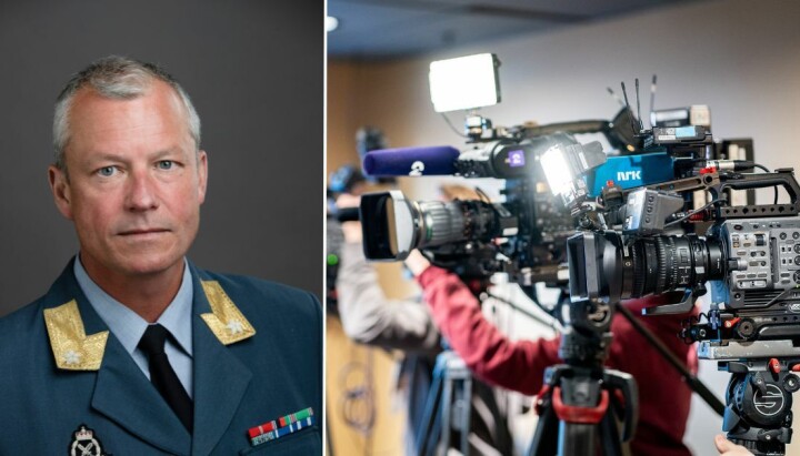 Eystein Kvarving, kommunikasjonsjef i Forsvaret og et illustrasjonsbilde av pressen.