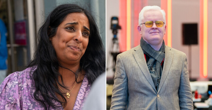 Kulturminister Lubna Jaffery og NJ-leder Dag Idar Tryggestad møttes til debatt i Dagsnytt 18.