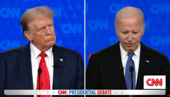 Skjermbilde fra debatten mellom Donald Trump og Joe Biden på CNN denne uka.