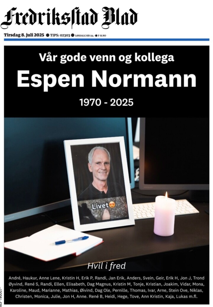Slik så avisen ut tirsdag.